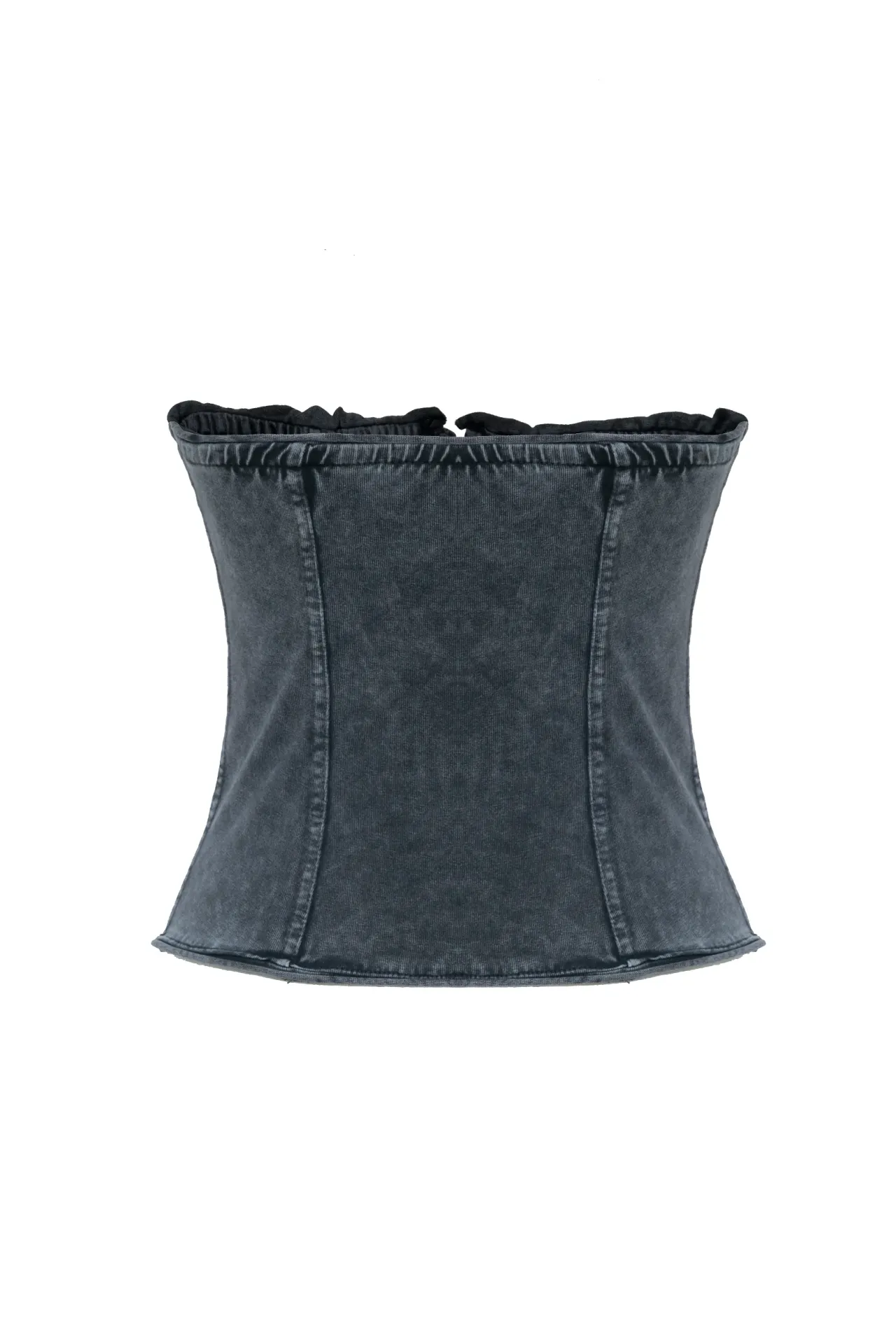 Strapless Corset Tee Top with Hook and Eye Detail