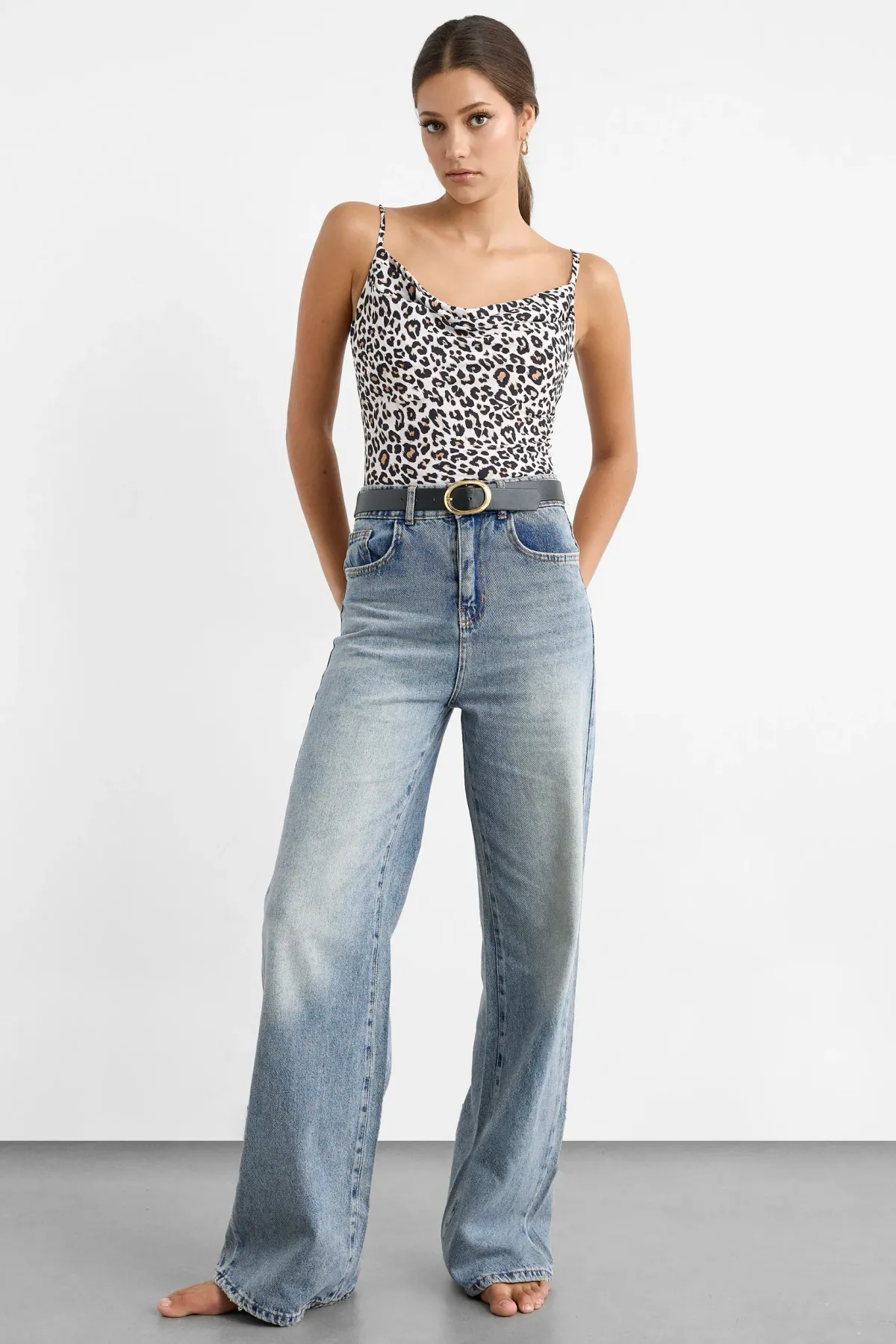 Sleeveless Satin Animal Print Blouse 2