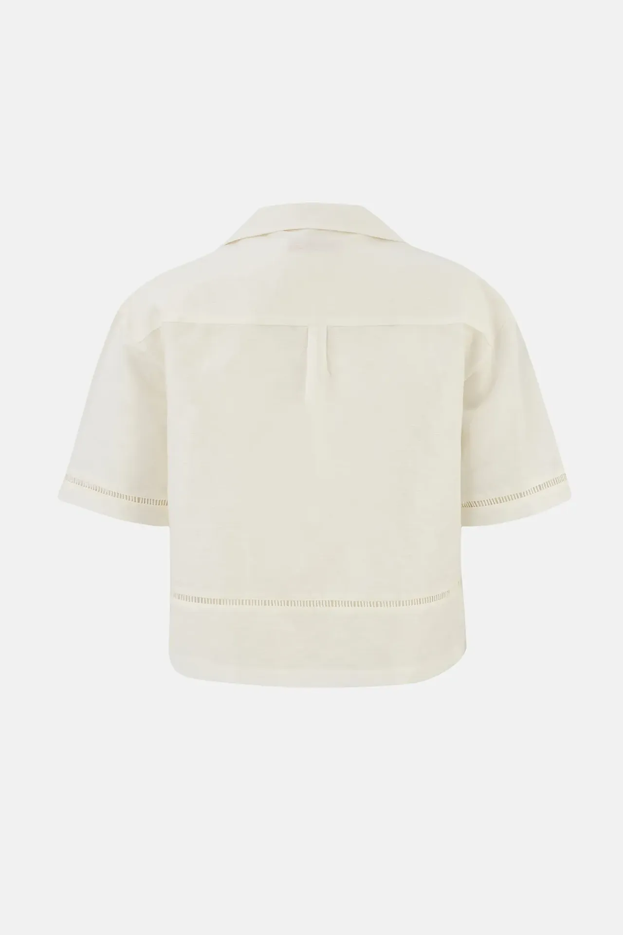 Linen Short Sleeve Shirt with Cutout Detail 