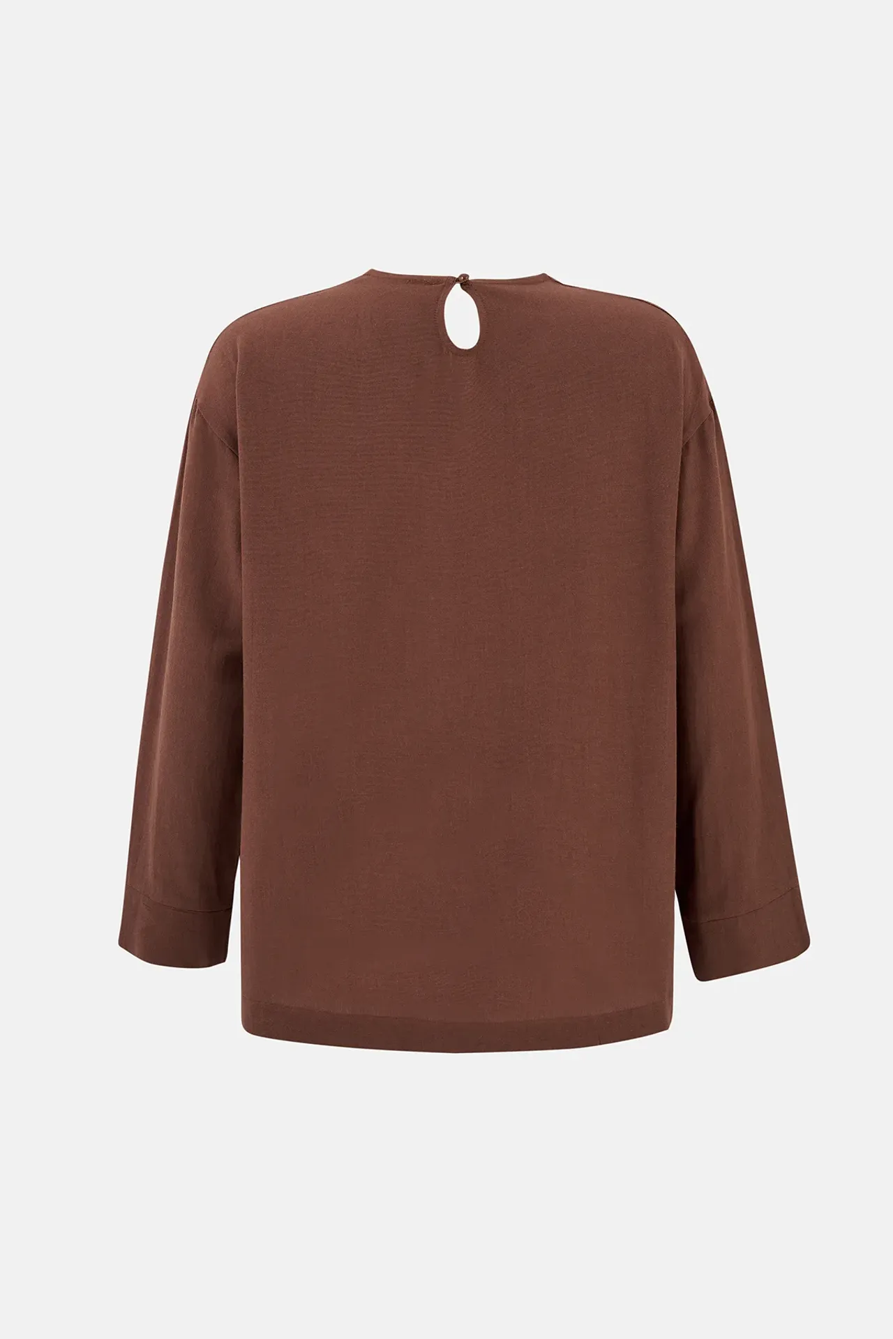 Linen Blend Chocolate Brown Top 