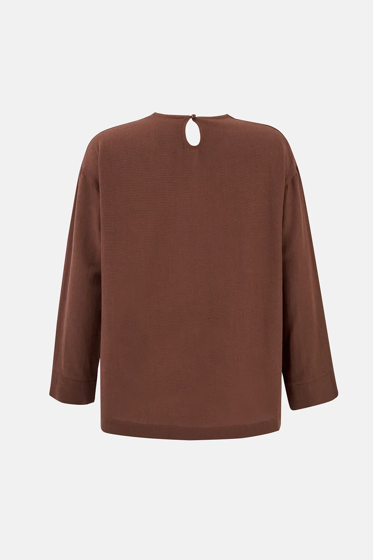 Linen Blend Chocolate Brown Top  2