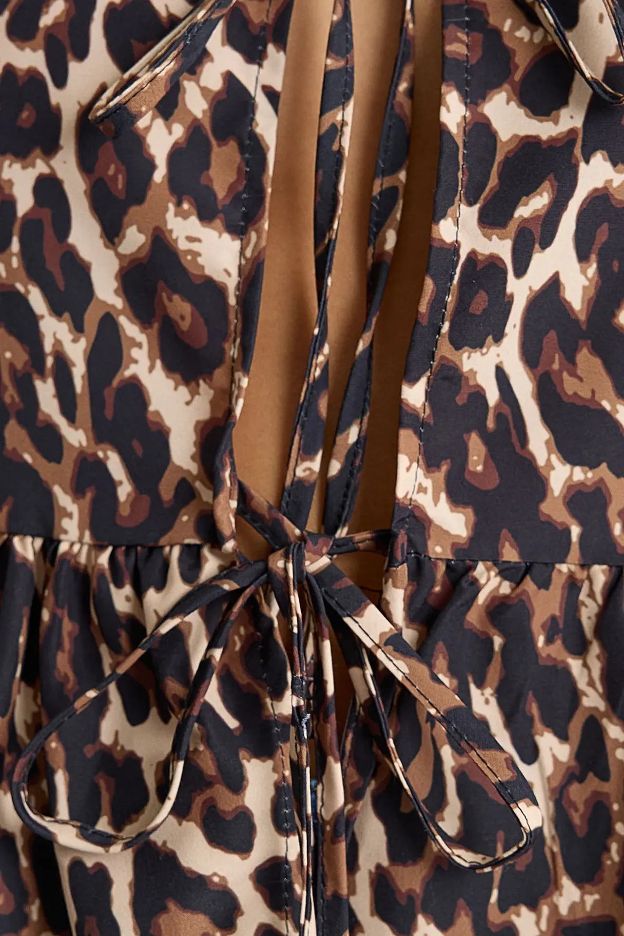 Animal Printed Lace Up Blouse