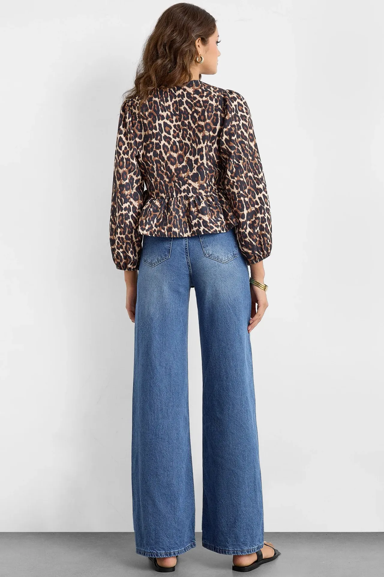 Animal Printed Lace Up Blouse
