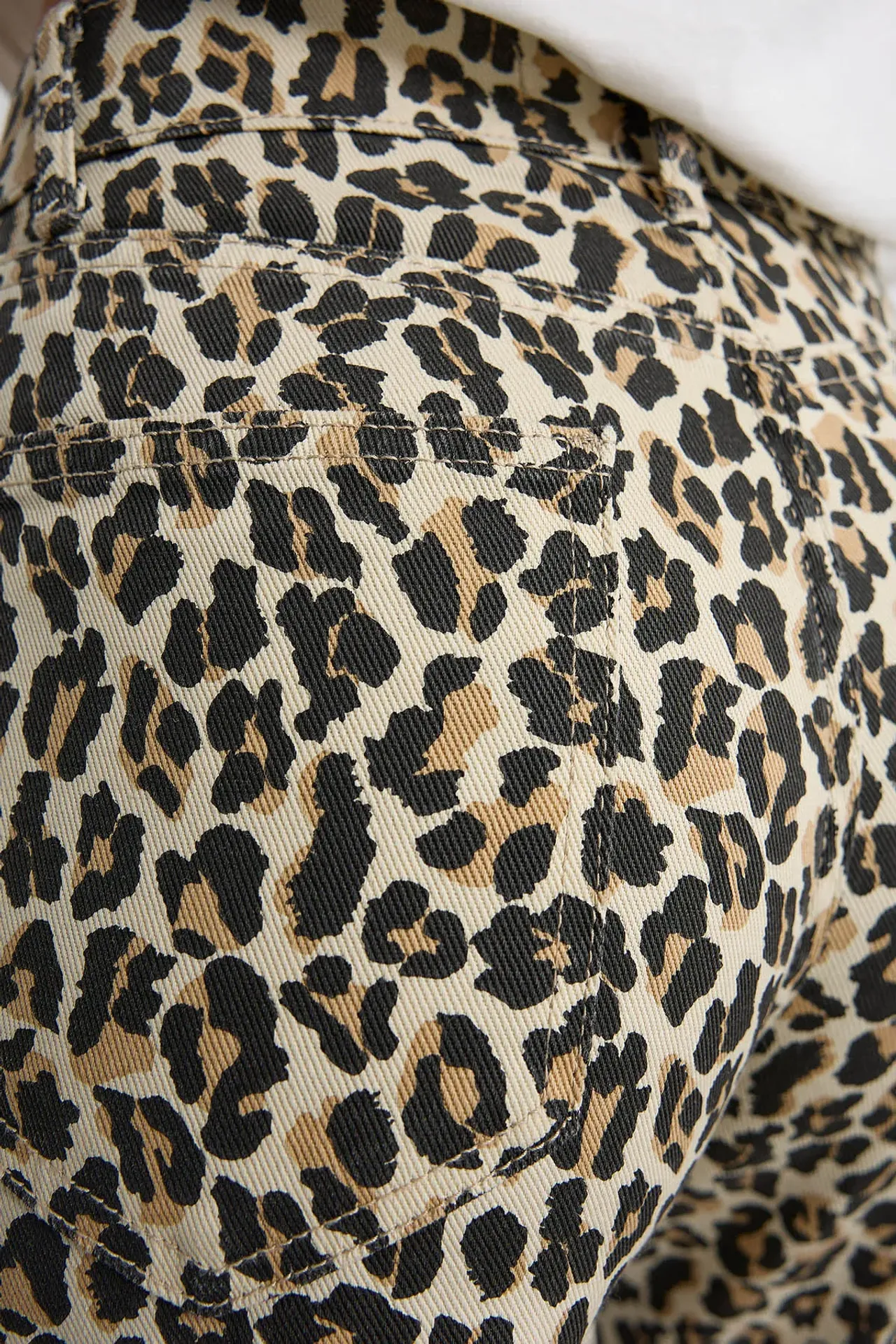 Cotton Animal Printed High Waist Straight Leg Trousers