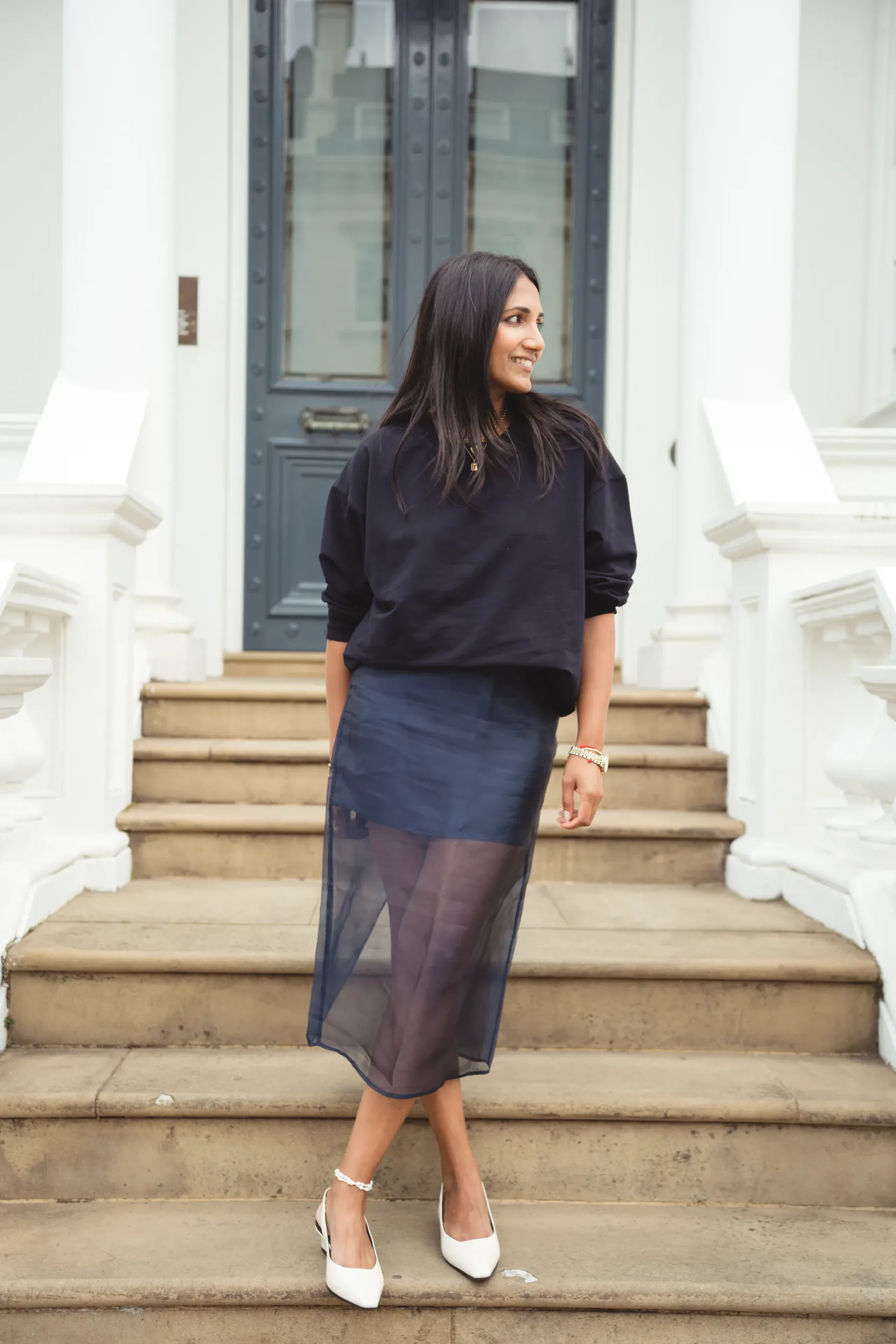 【yo BIOTOP】sheer tight skirt navy e BIOTOP | BIOTOP - ビオトープ -