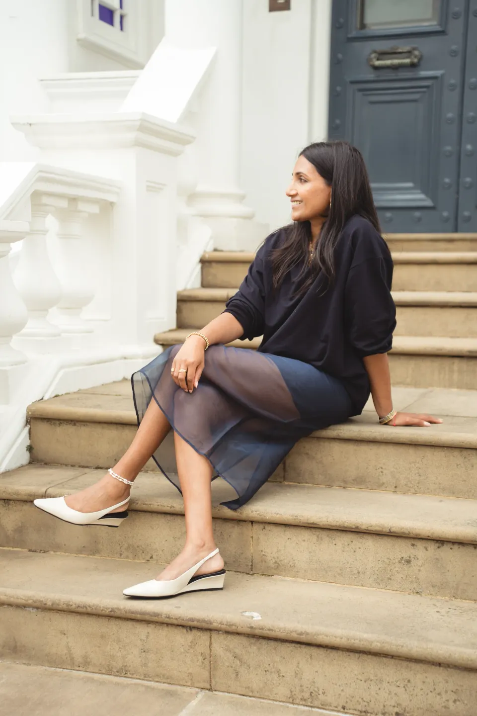 Navy Sheer Skirt