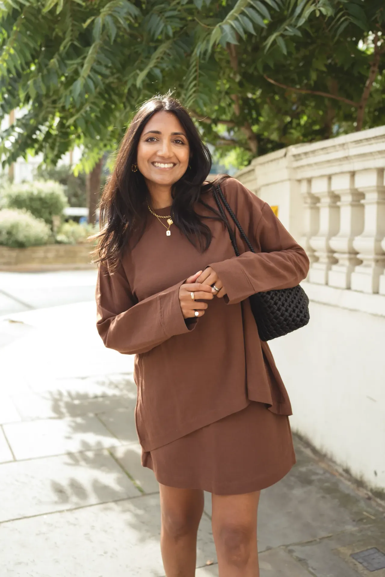 Linen Blend Chocolate Brown Skirt 