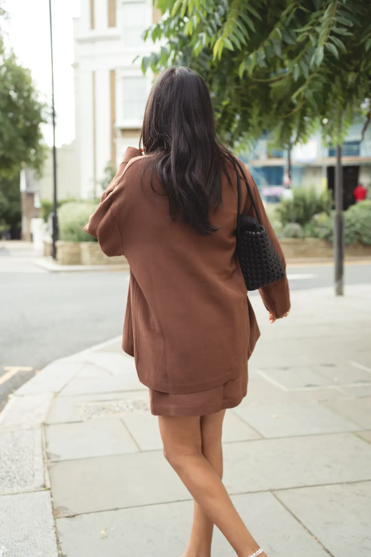 Linen Blend Chocolate Brown Skirt 