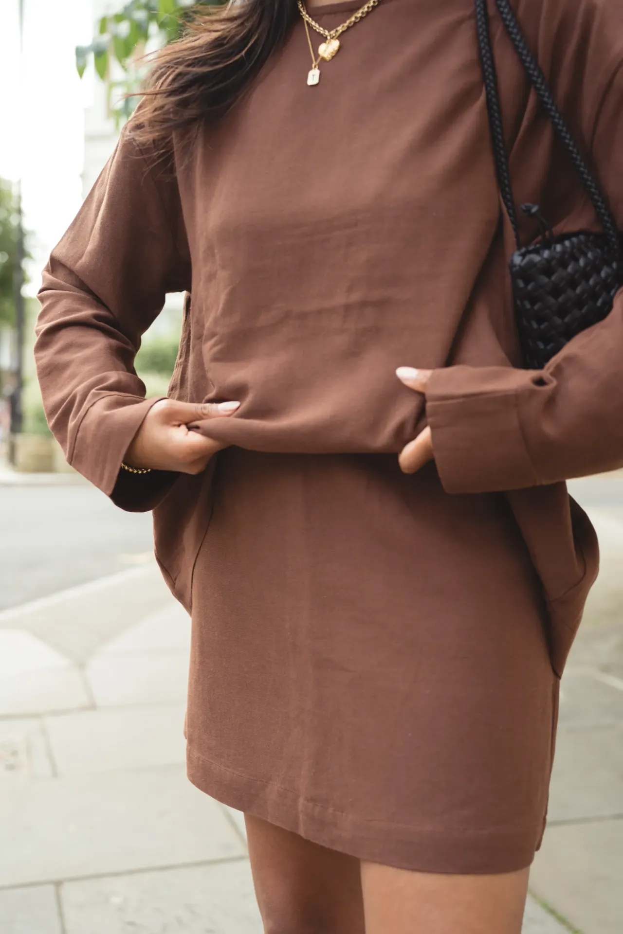 Linen Blend Chocolate Brown Skirt 