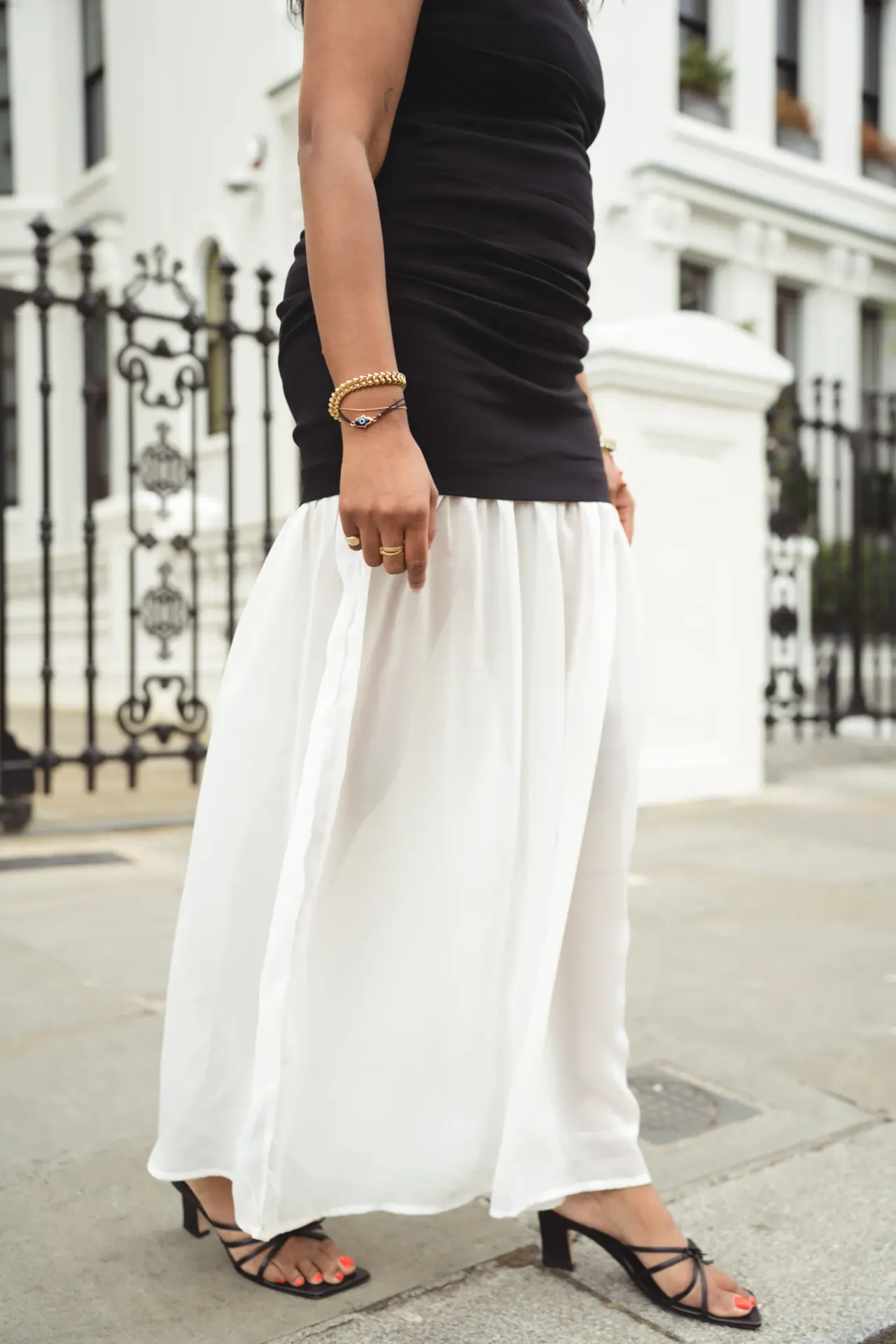 Bandeau Black and White Dress