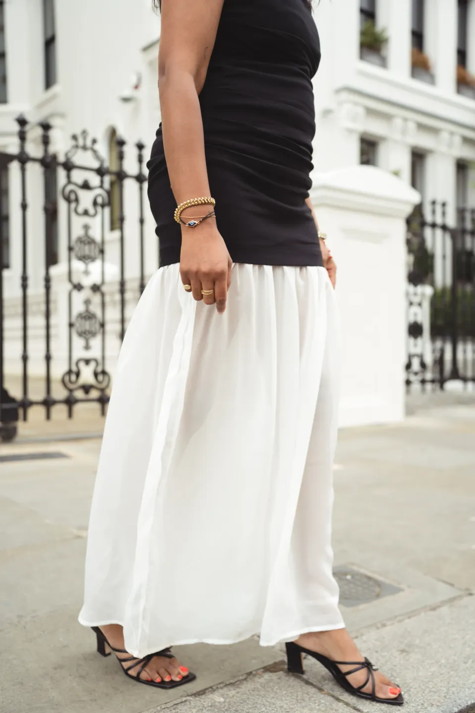 Bandeau Black and White Dress