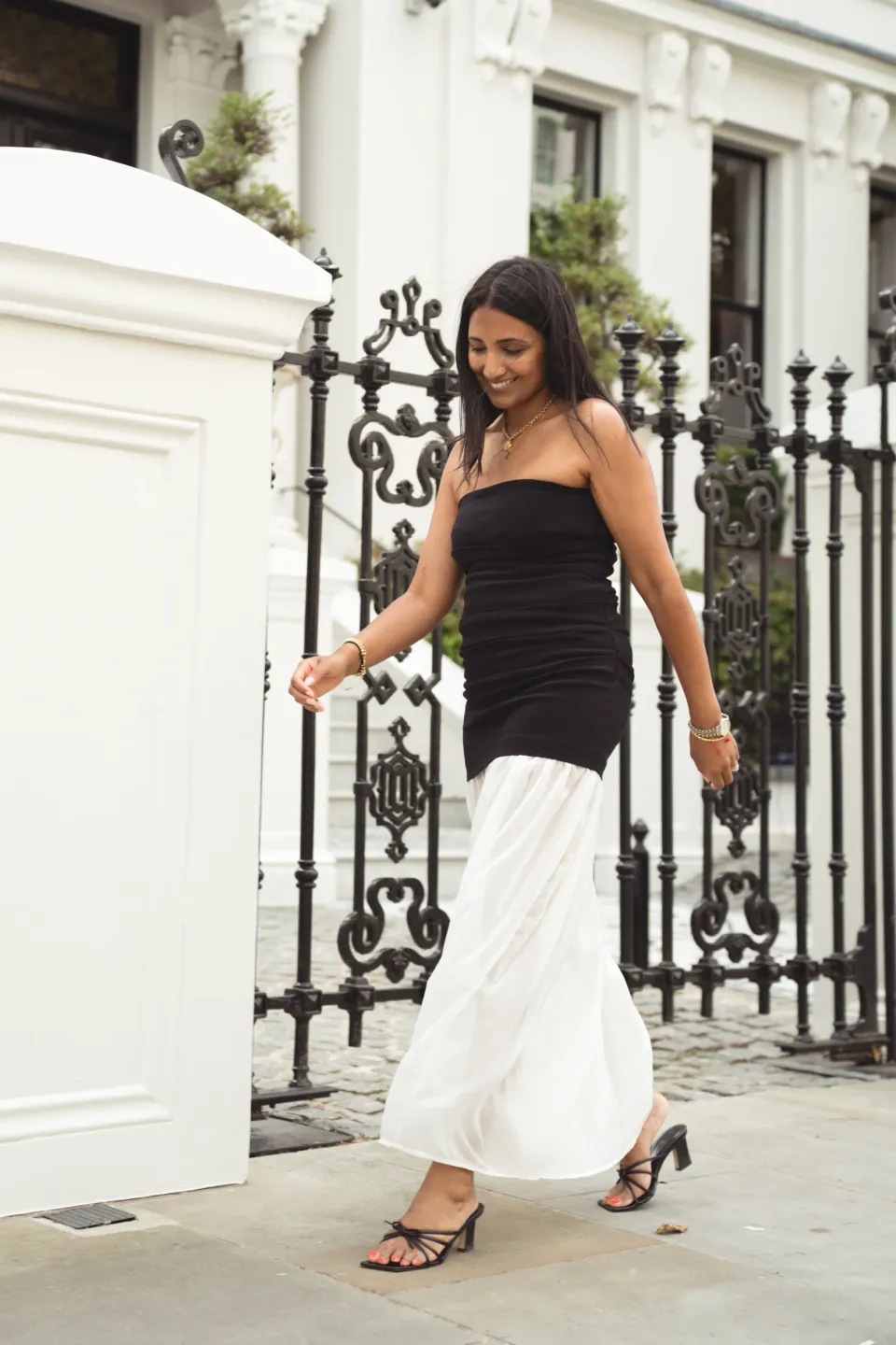 Bandeau Black and White Dress