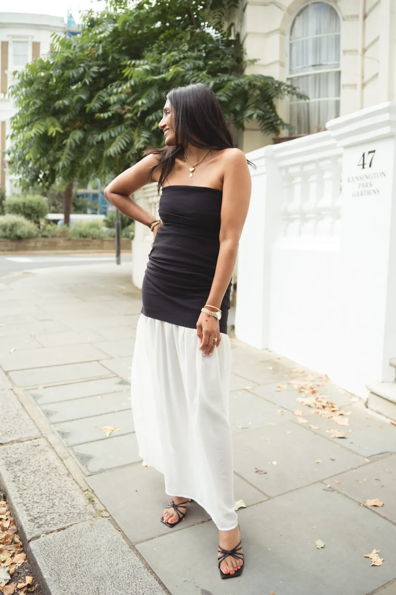 Bandeau Black and White Dress
