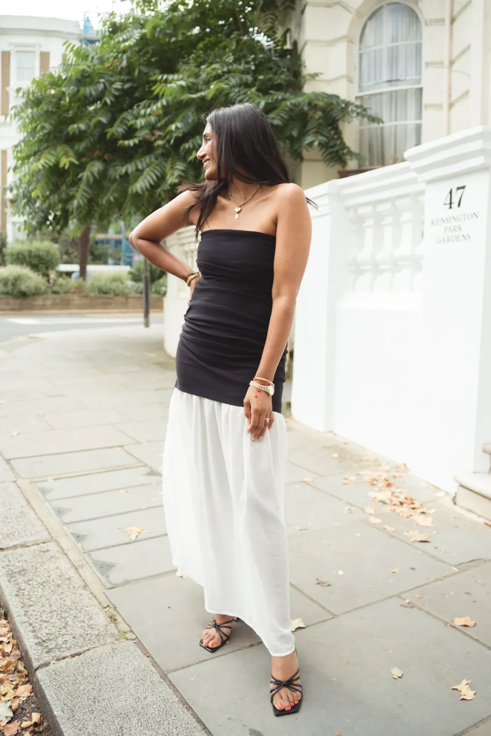 Bandeau Black and White Dress