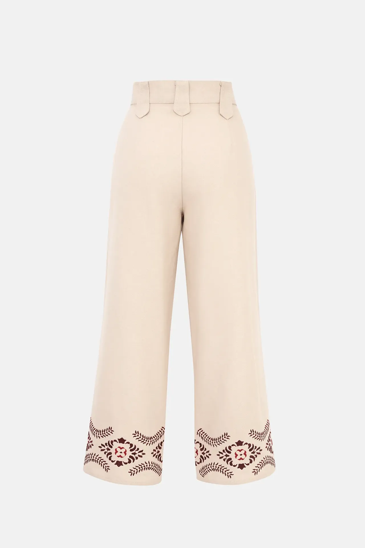 Linen Blend Guna Trousers with Embroidery Detail