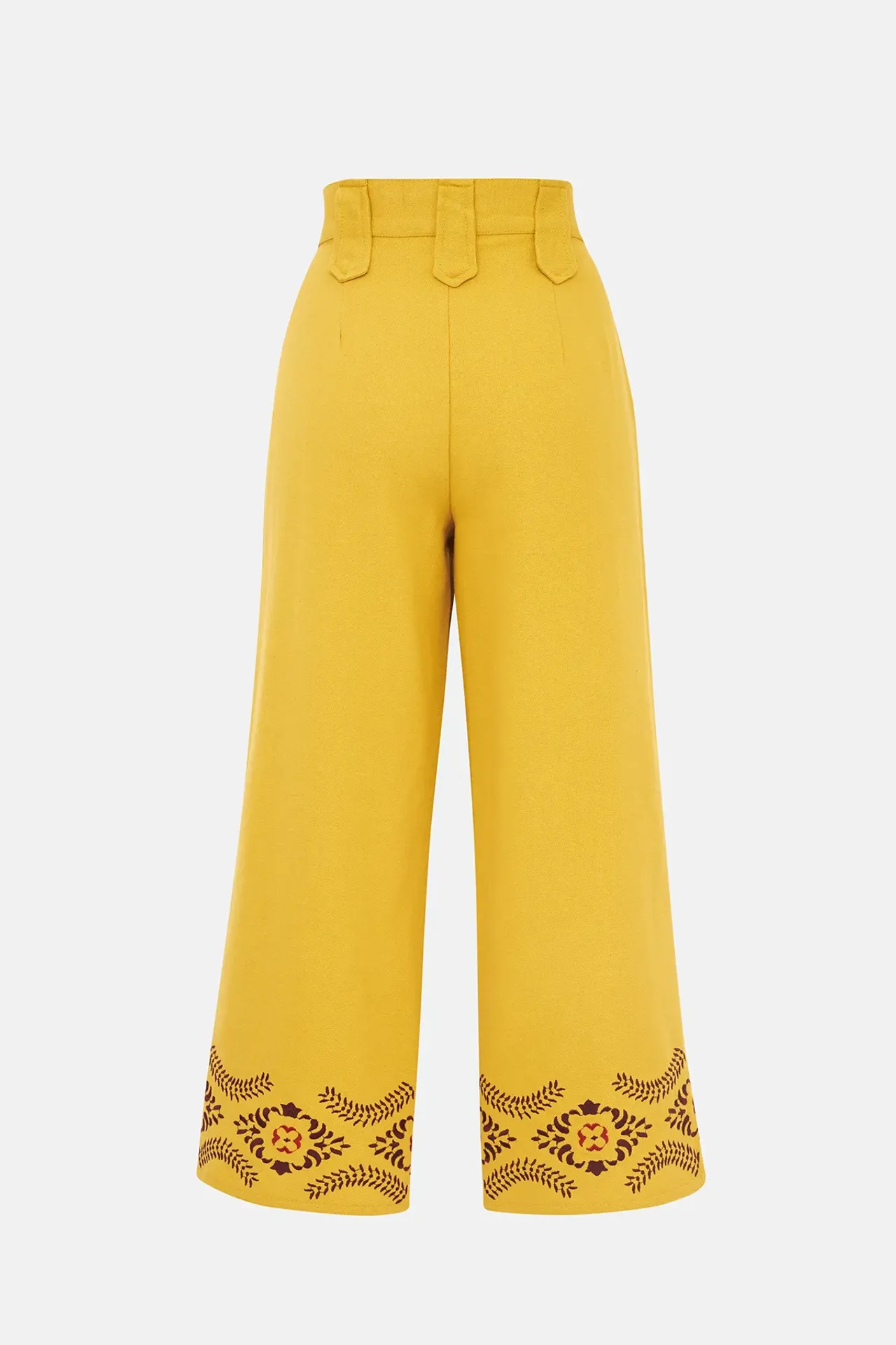 Linen Blend Guna Trousers with Embroidery Detail