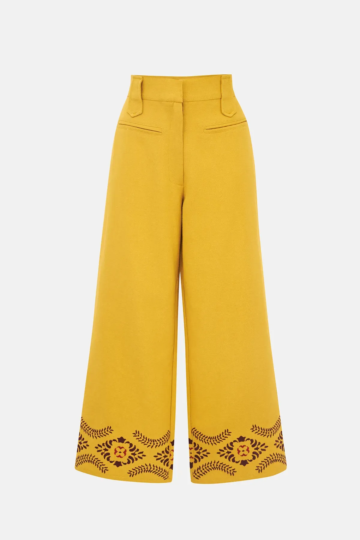 Linen Blend Guna Trousers with Embroidery Detail 1