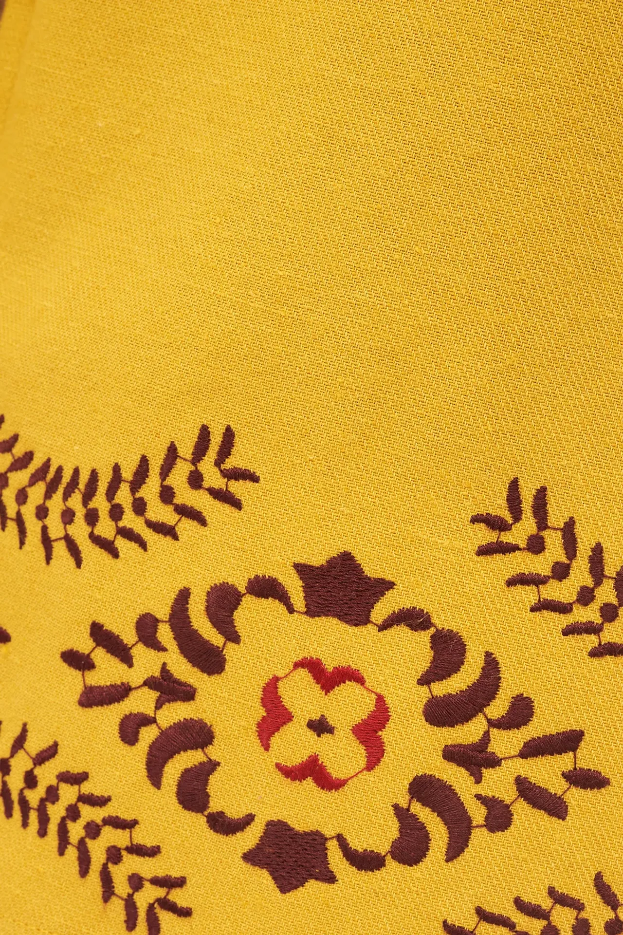 Linen Blend Guna Trousers with Embroidery Detail
