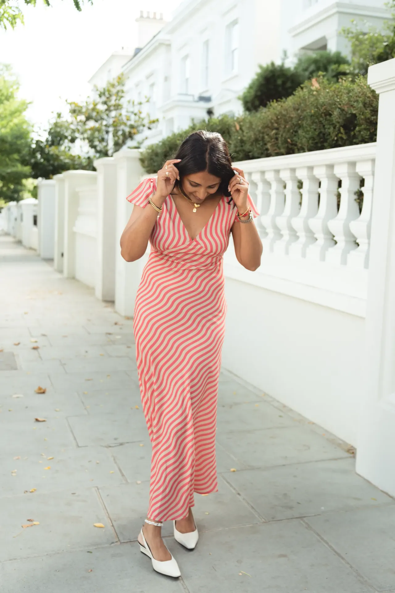 Diagonal Stripe Midi Dress