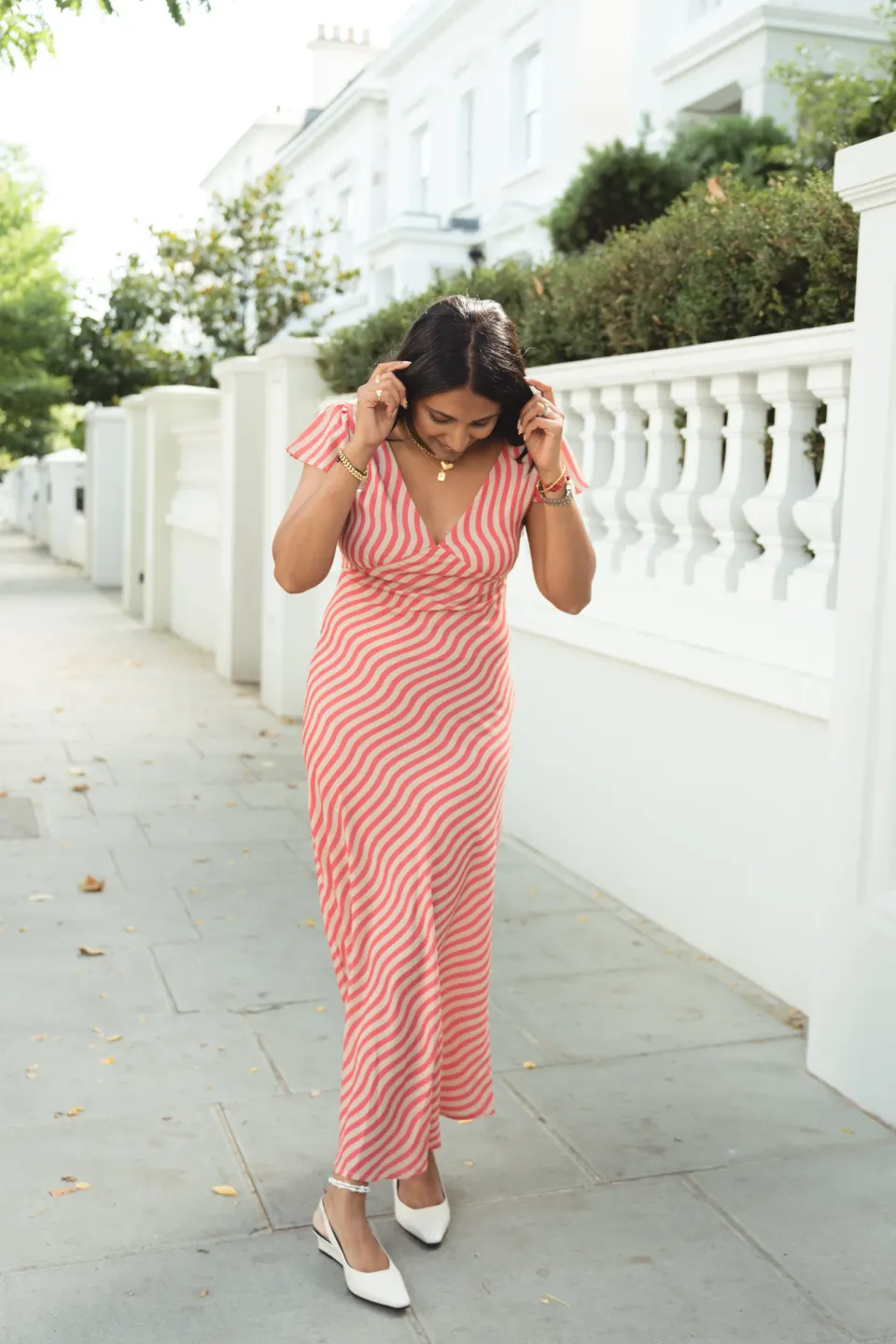 Diagonal Stripe Midi Dress