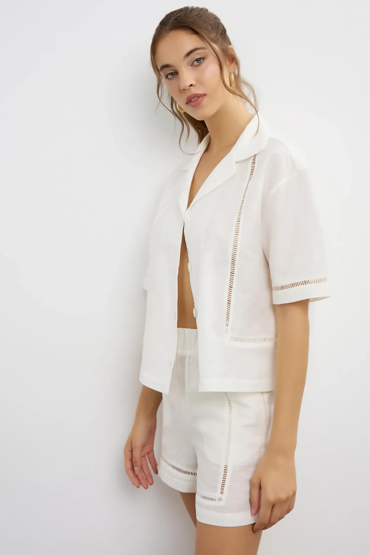 Linen Shorts with Cutout Detail  2