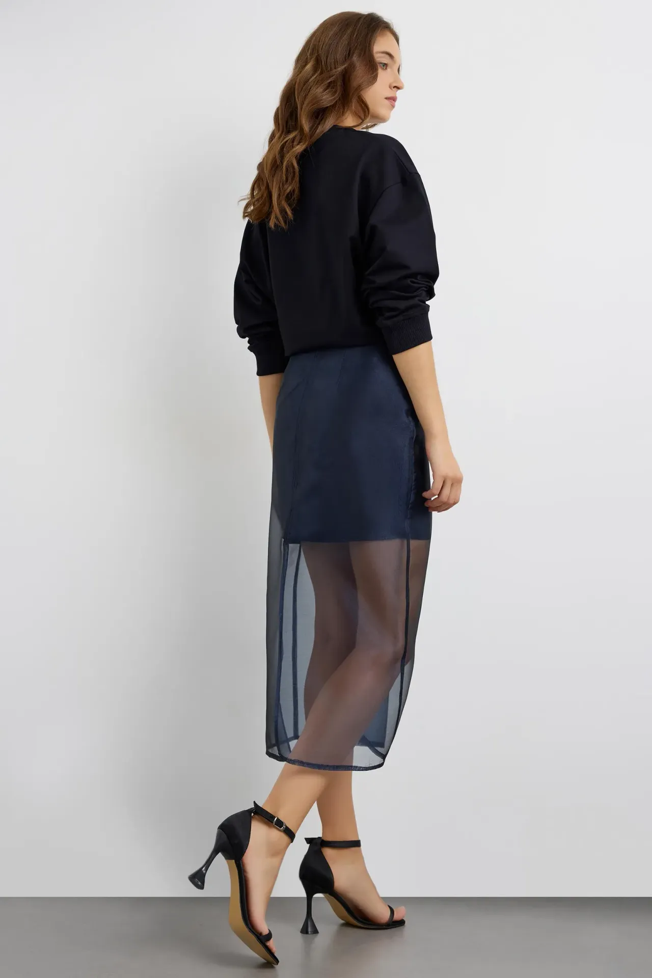 Navy Sheer Skirt