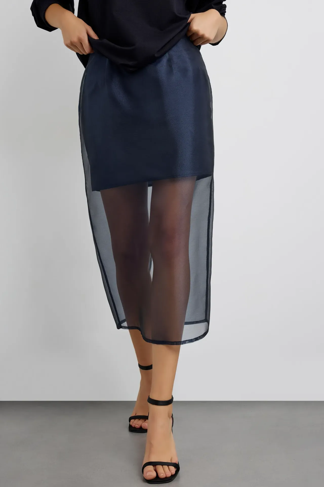 Navy Sheer Skirt