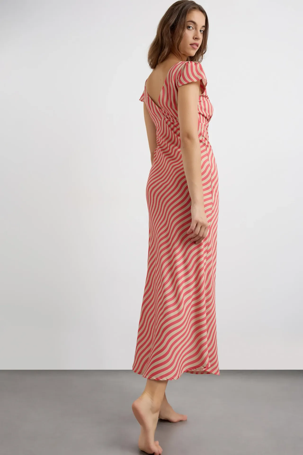 Diagonal Stripe Midi Dress