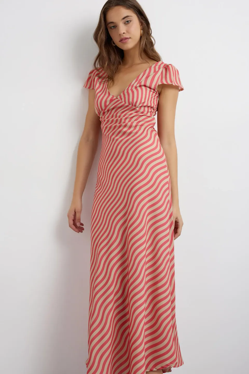 Diagonal Stripe Midi Dress