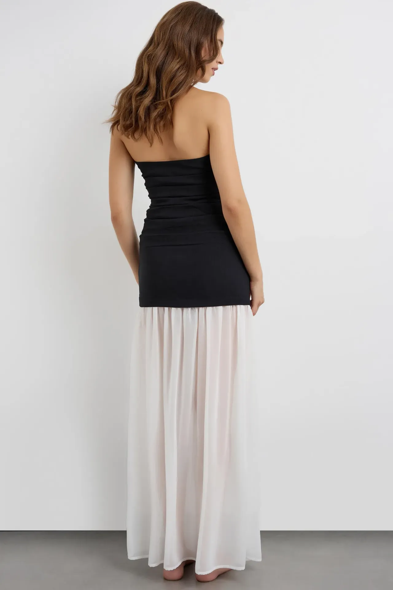 Bandeau Black and White Dress