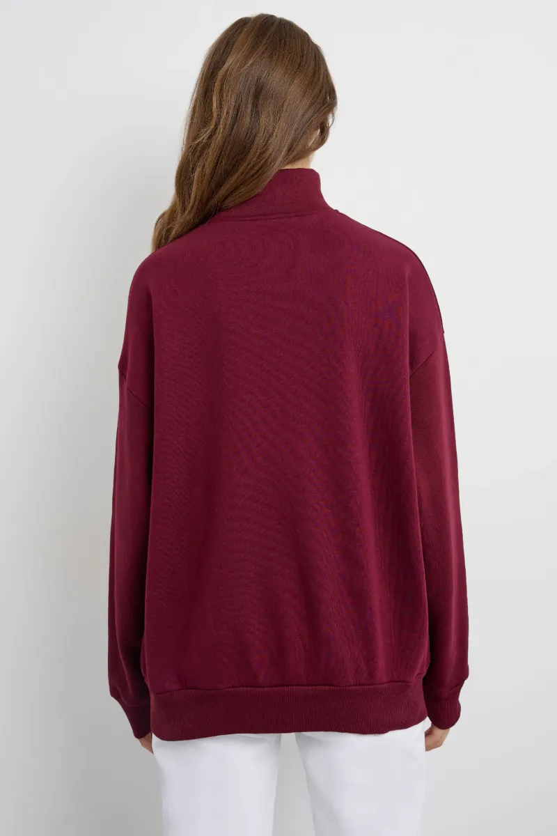 Oversized Printed Zippered Sweatshirt 4