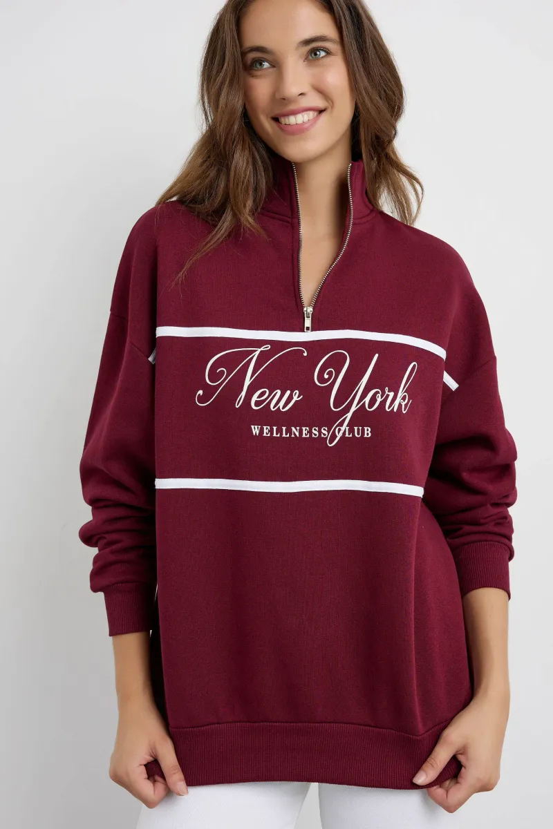 Oversized Printed Zippered Sweatshirt 3