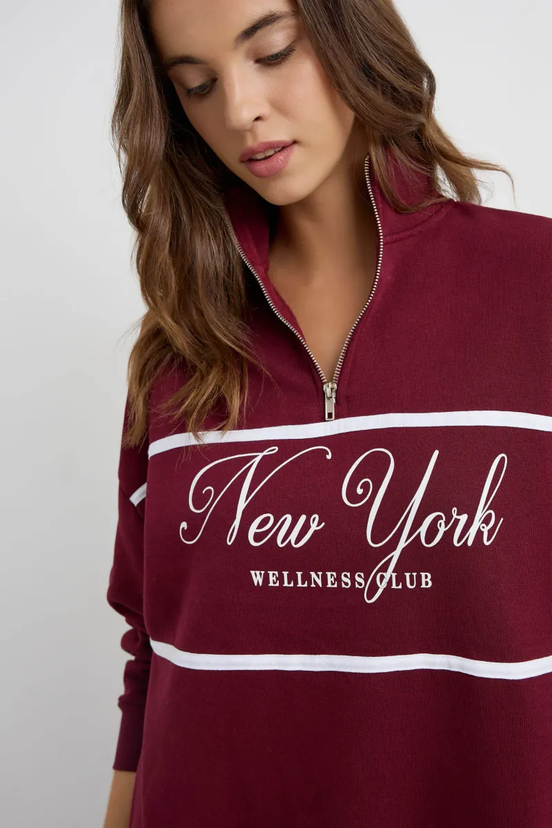 Oversized Printed Zippered Sweatshirt 5