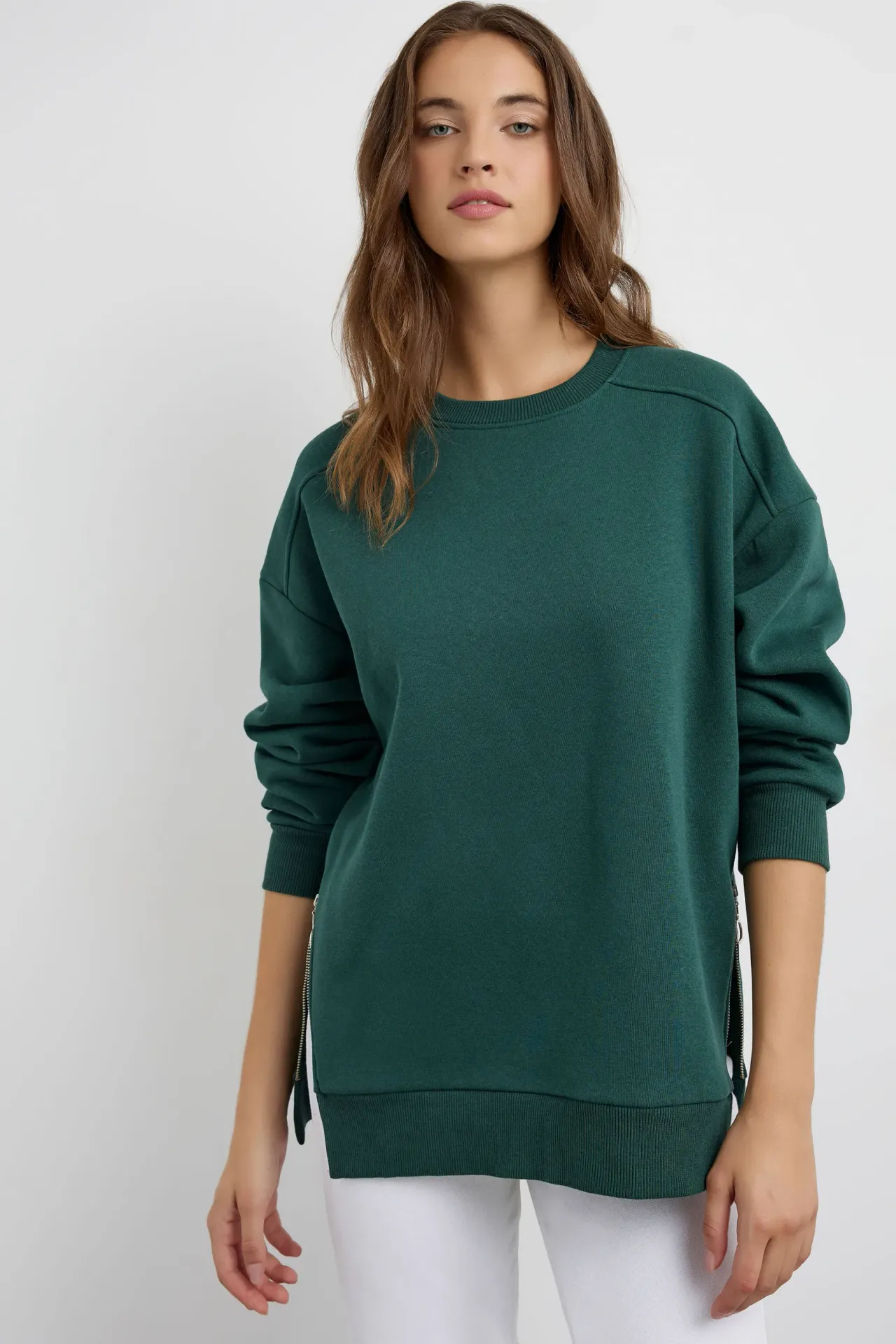 Oversized Zip-Detail Sweatshirt