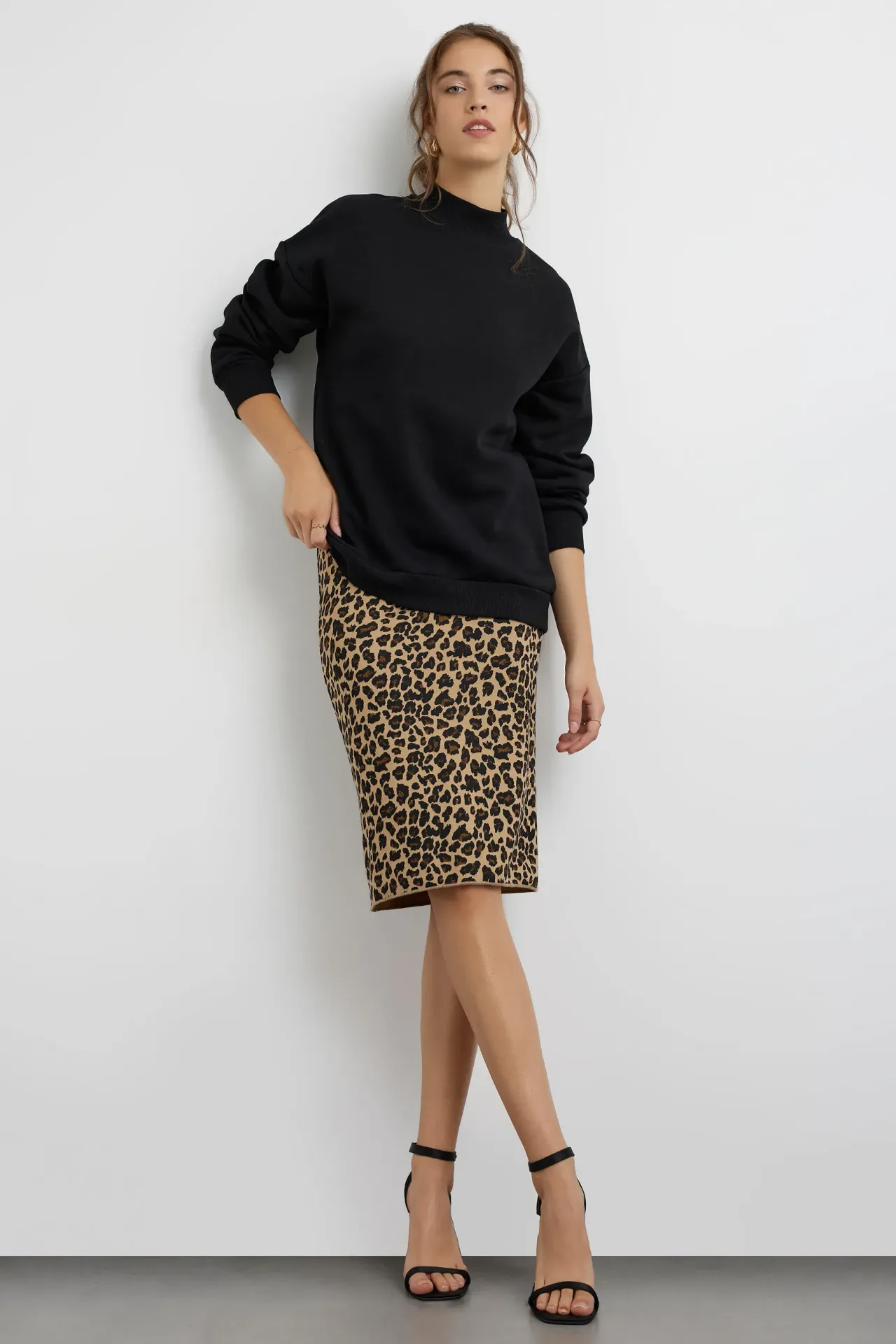 Oversized High-Neck Sweatshirt