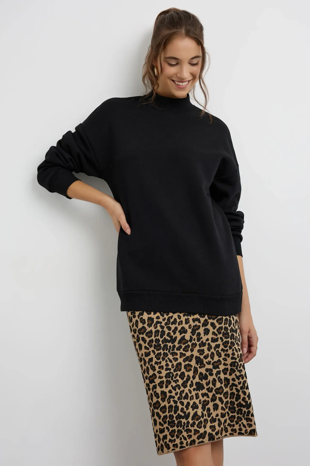 Oversized High-Neck Sweatshirt