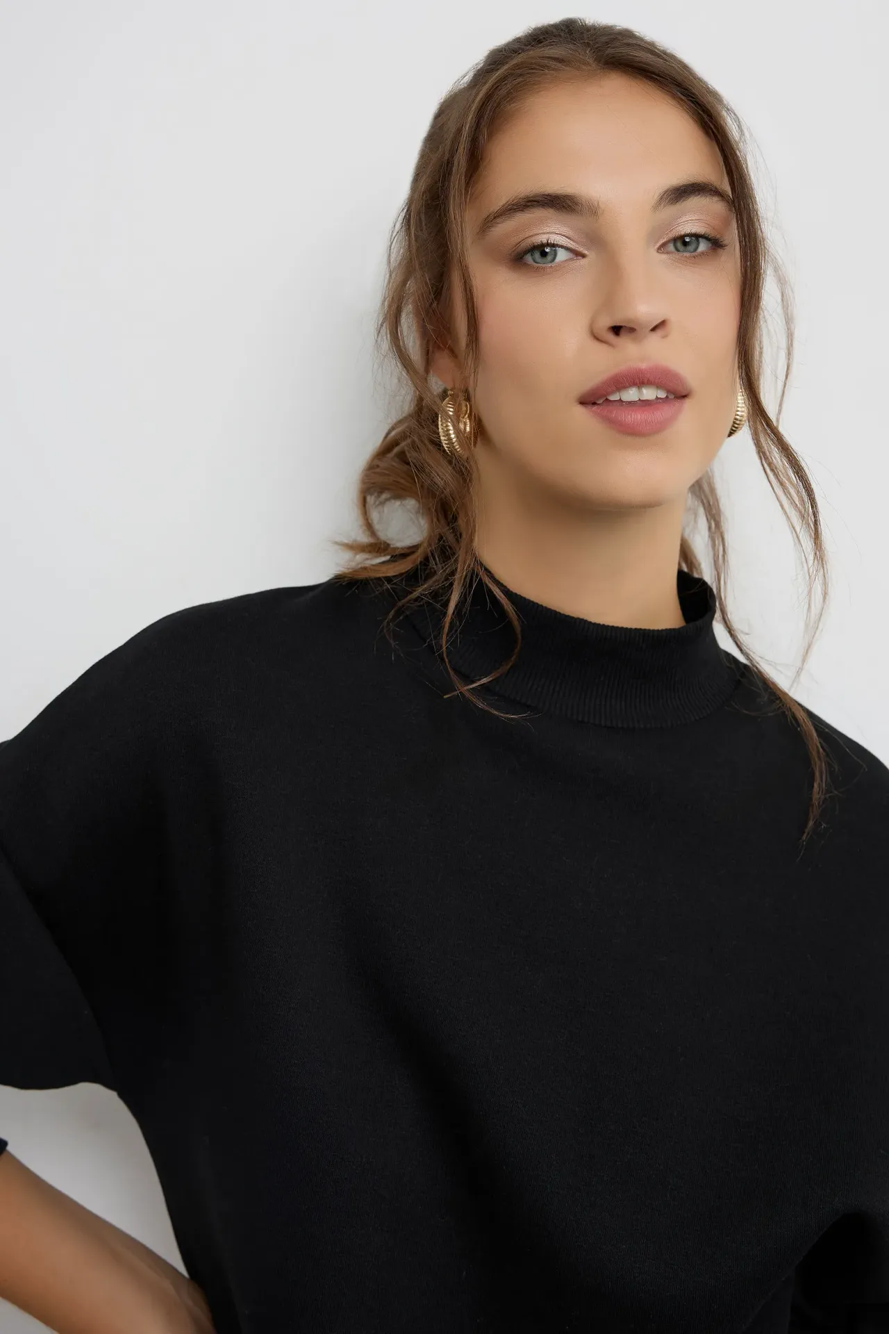 Oversized High-Neck Sweatshirt