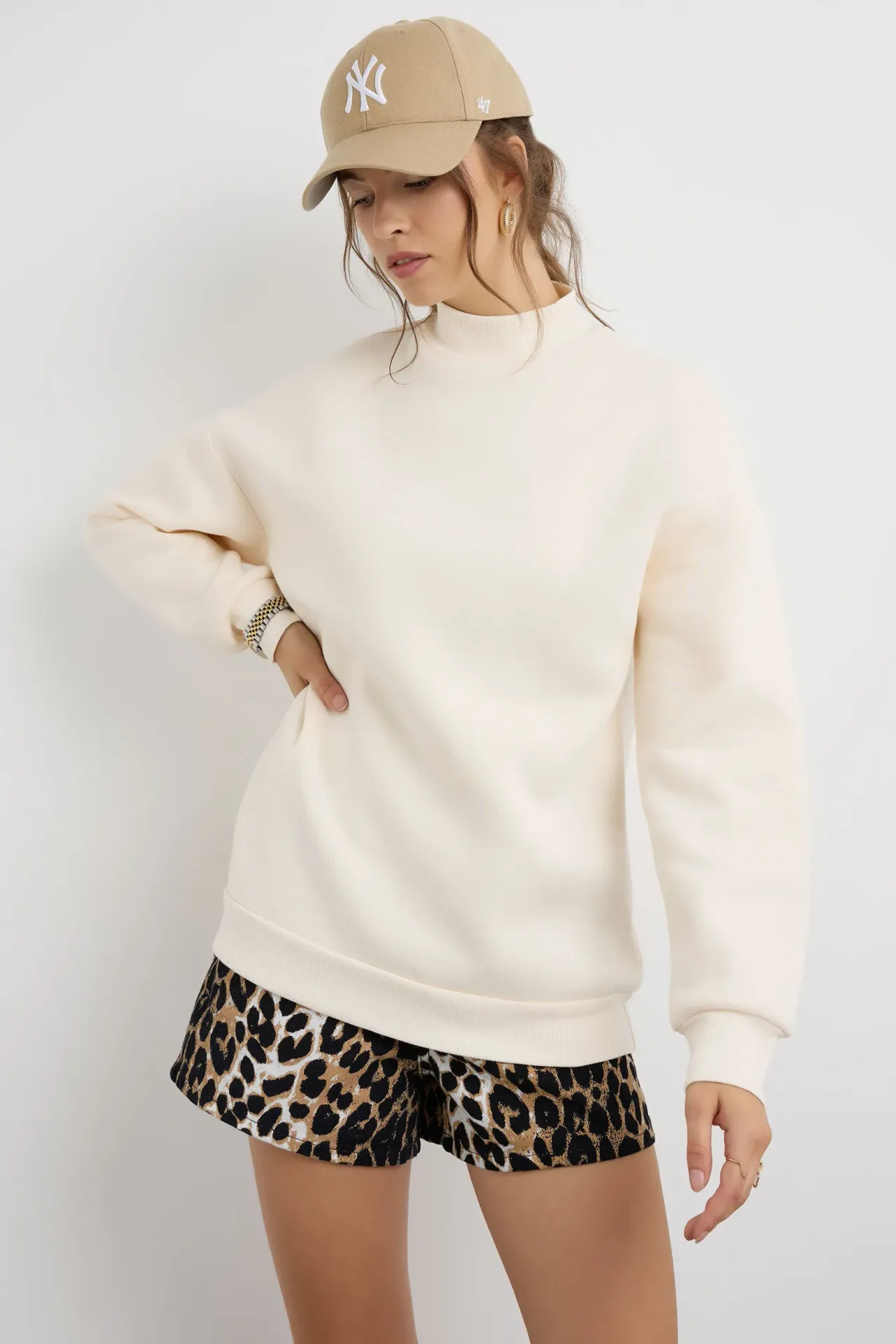 Oversized High-Neck Sweatshirt
