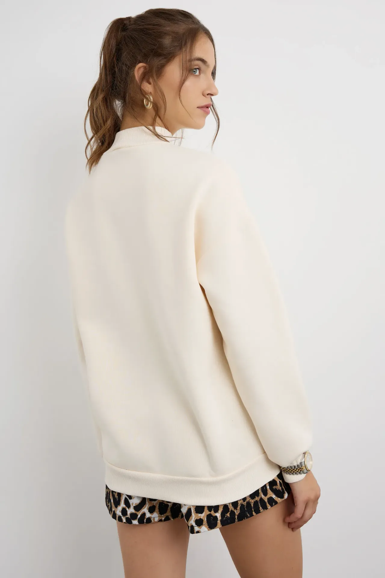 Oversized High-Neck Sweatshirt