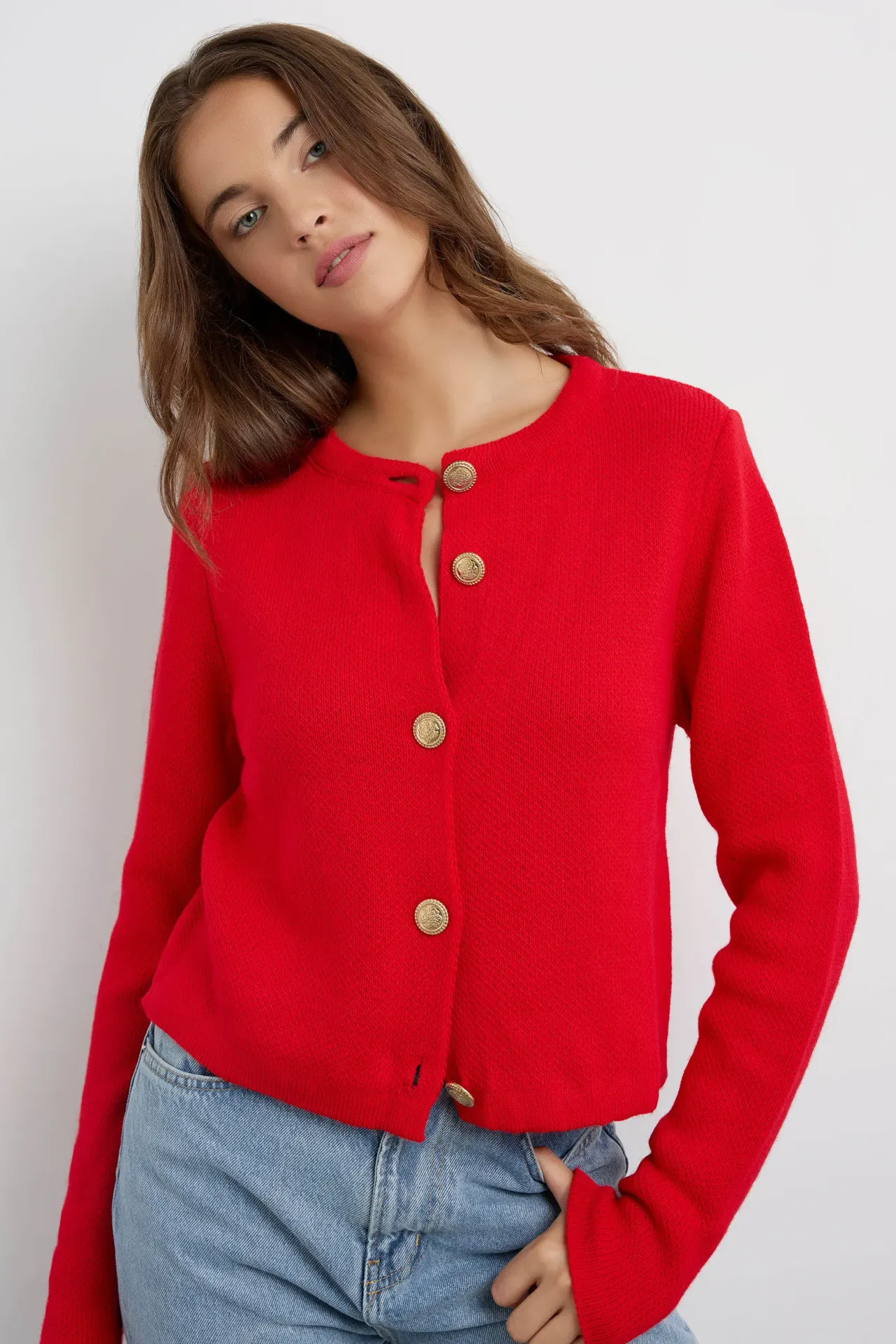 Buttoned Knit Cardigan