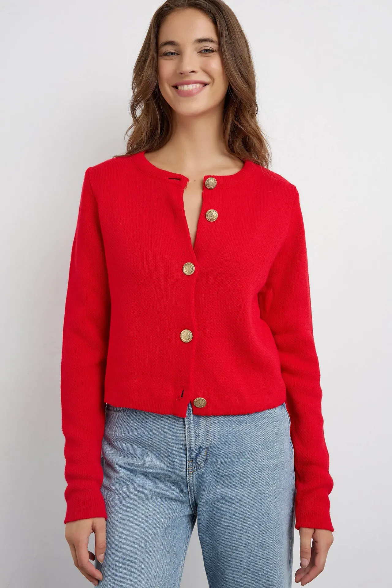 Buttoned Knit Cardigan