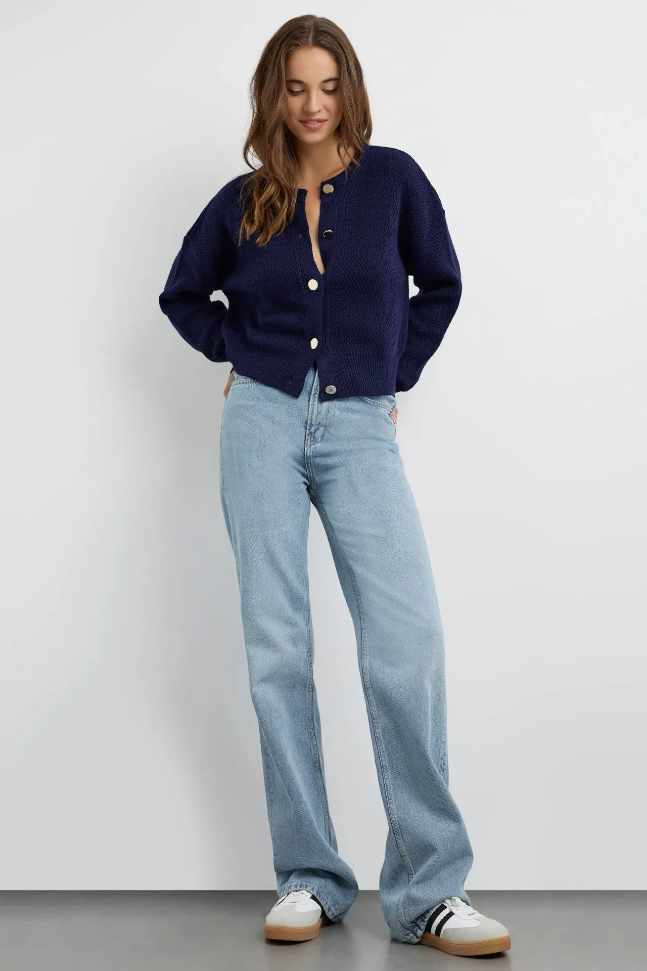 Textured Buttoned Cardigan