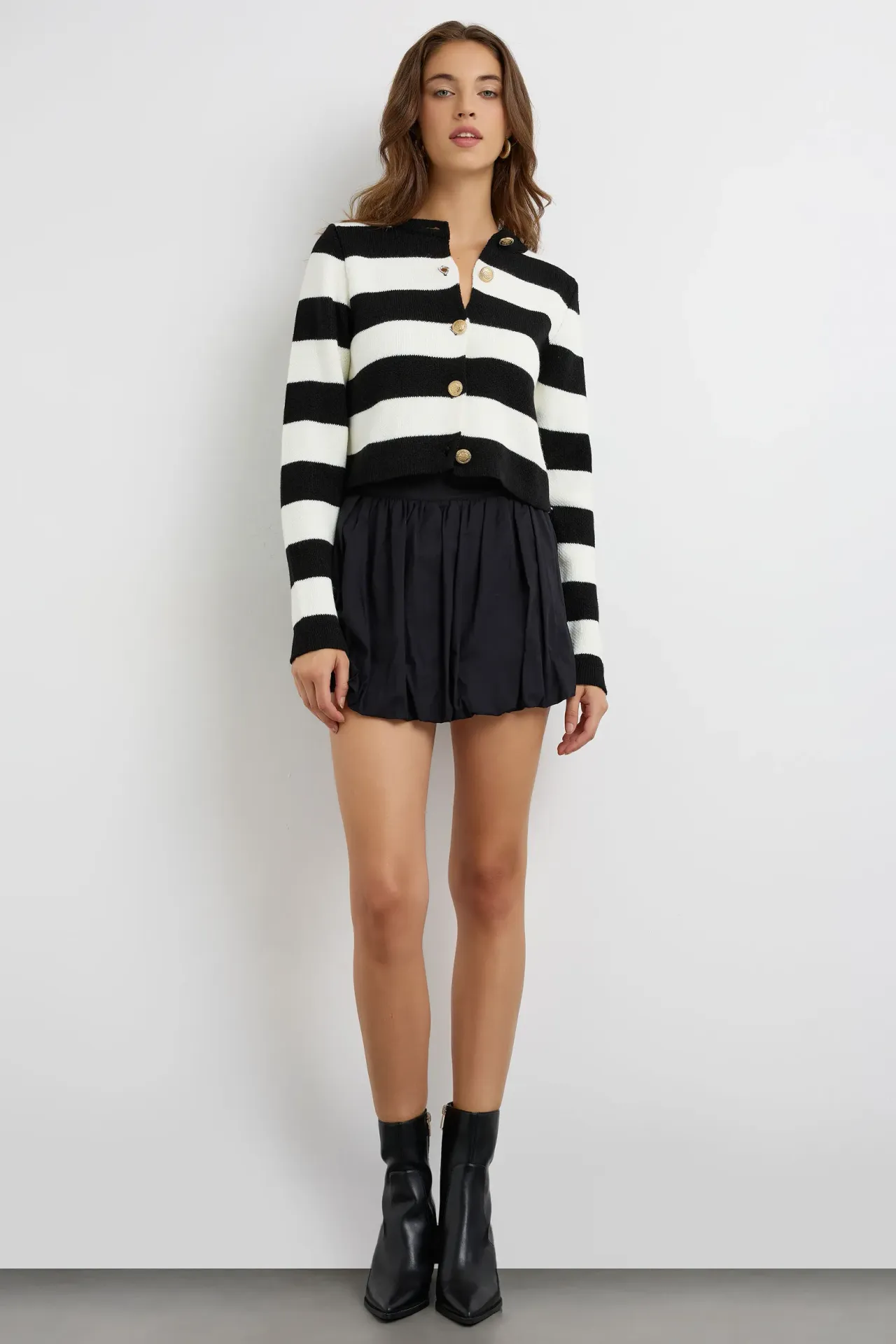 Buttoned Striped Knitwear Cardigan