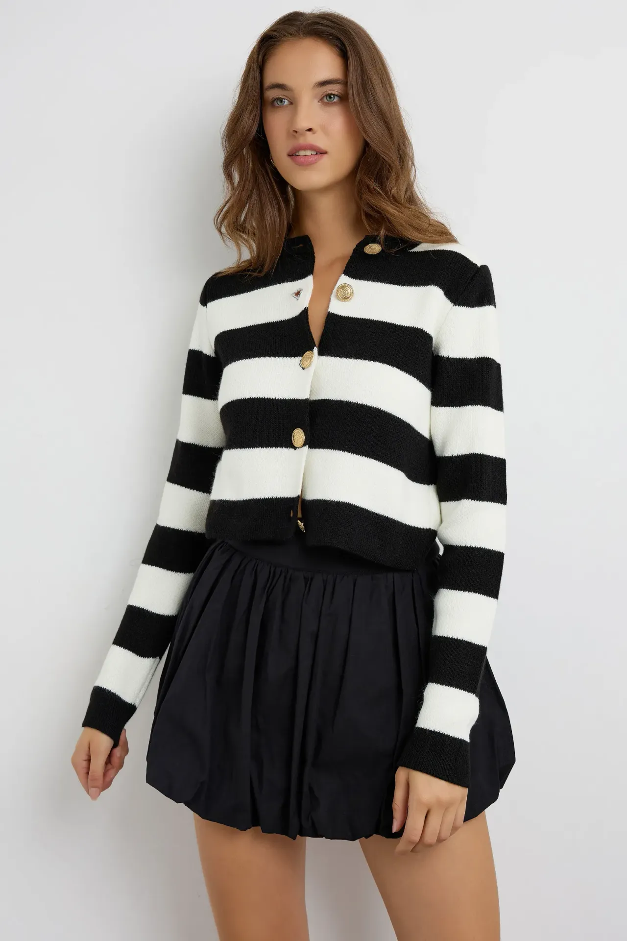 Buttoned Striped Knitwear Cardigan