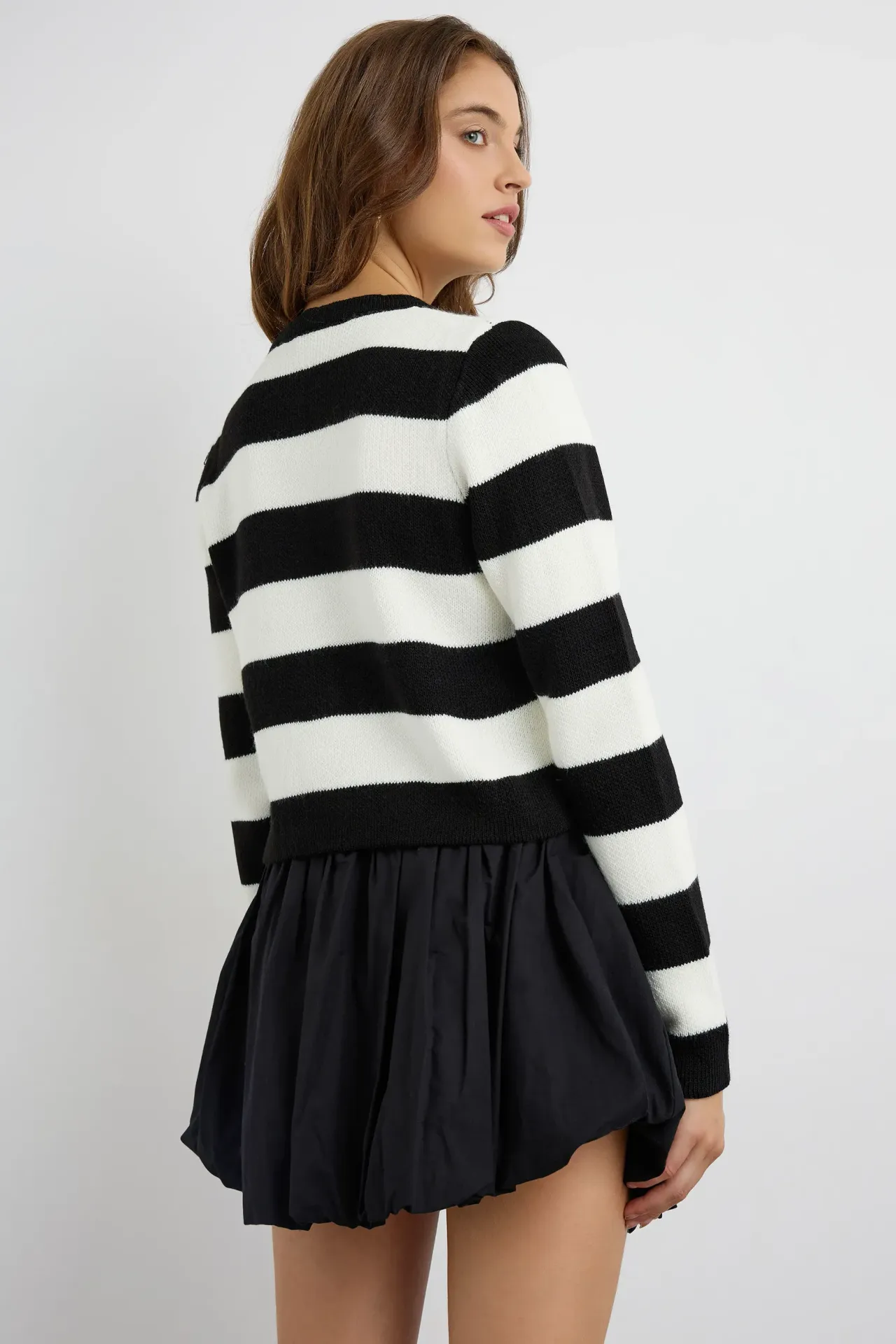 Buttoned Striped Knitwear Cardigan