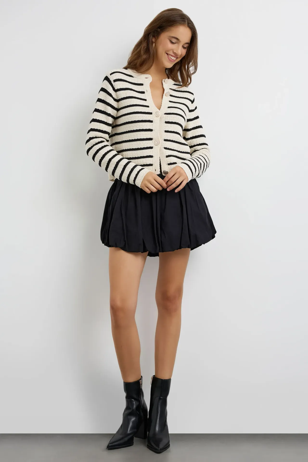 Buttoned Striped Cardigan