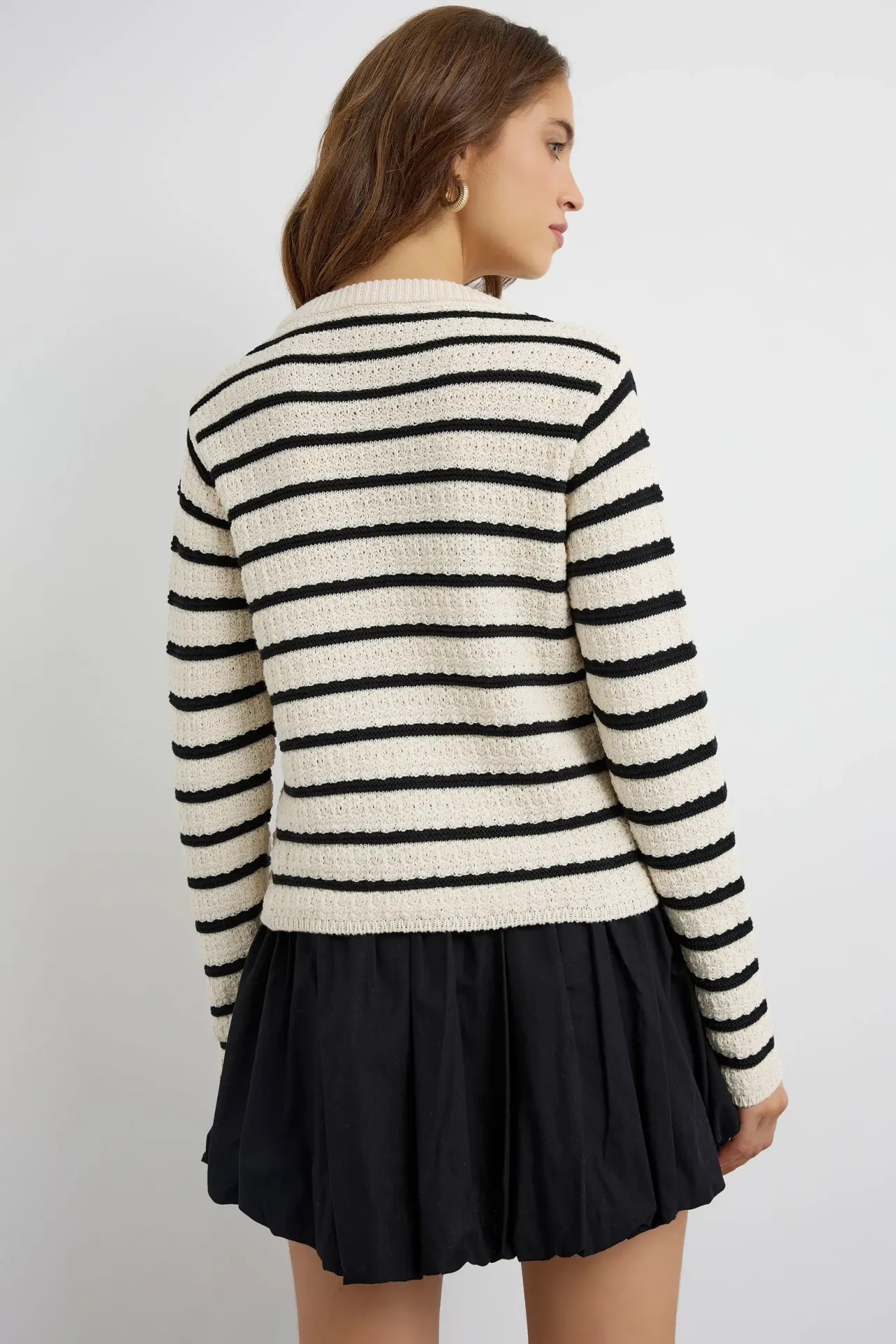 Buttoned Striped Cardigan
