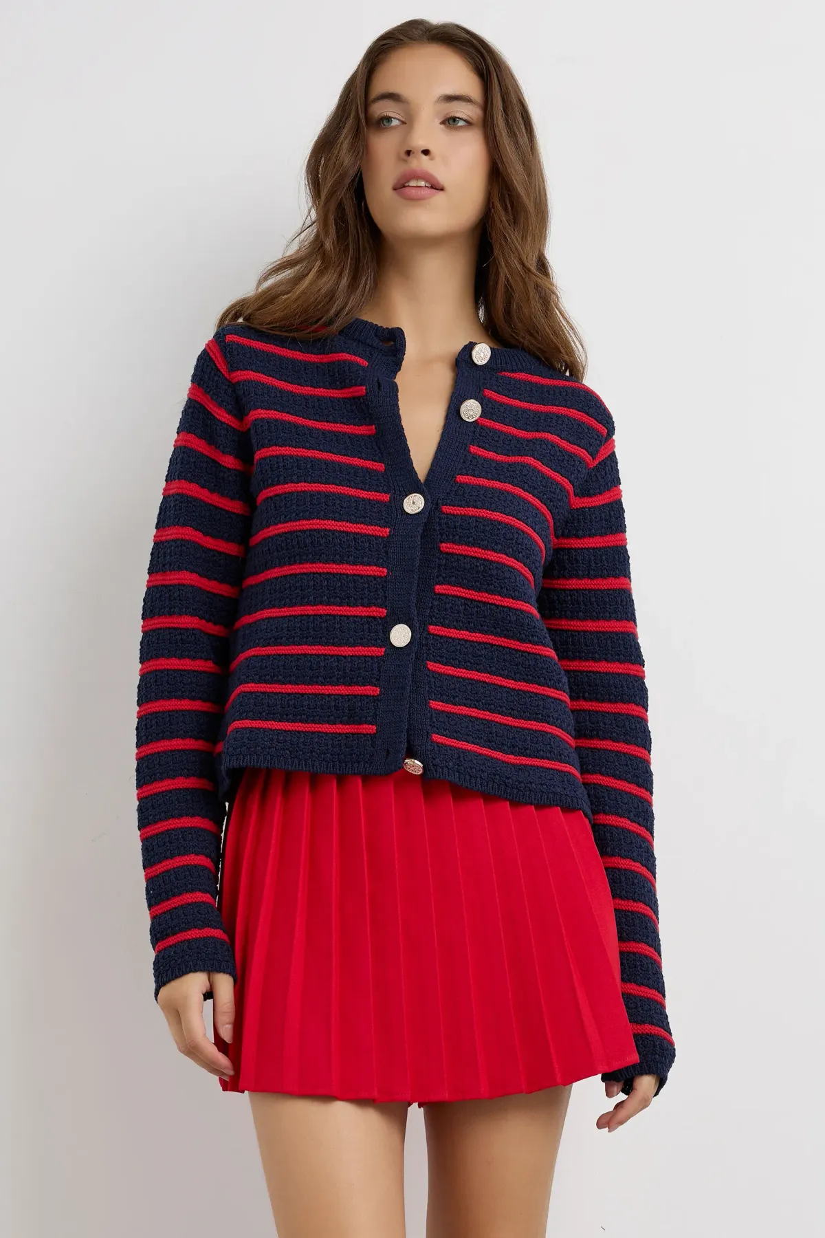 Buttoned Striped Cardigan 3