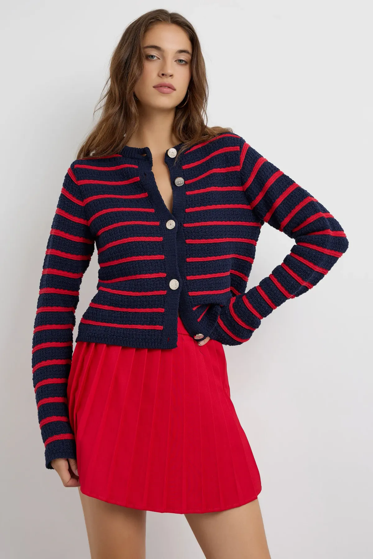 Buttoned Striped Cardigan 2