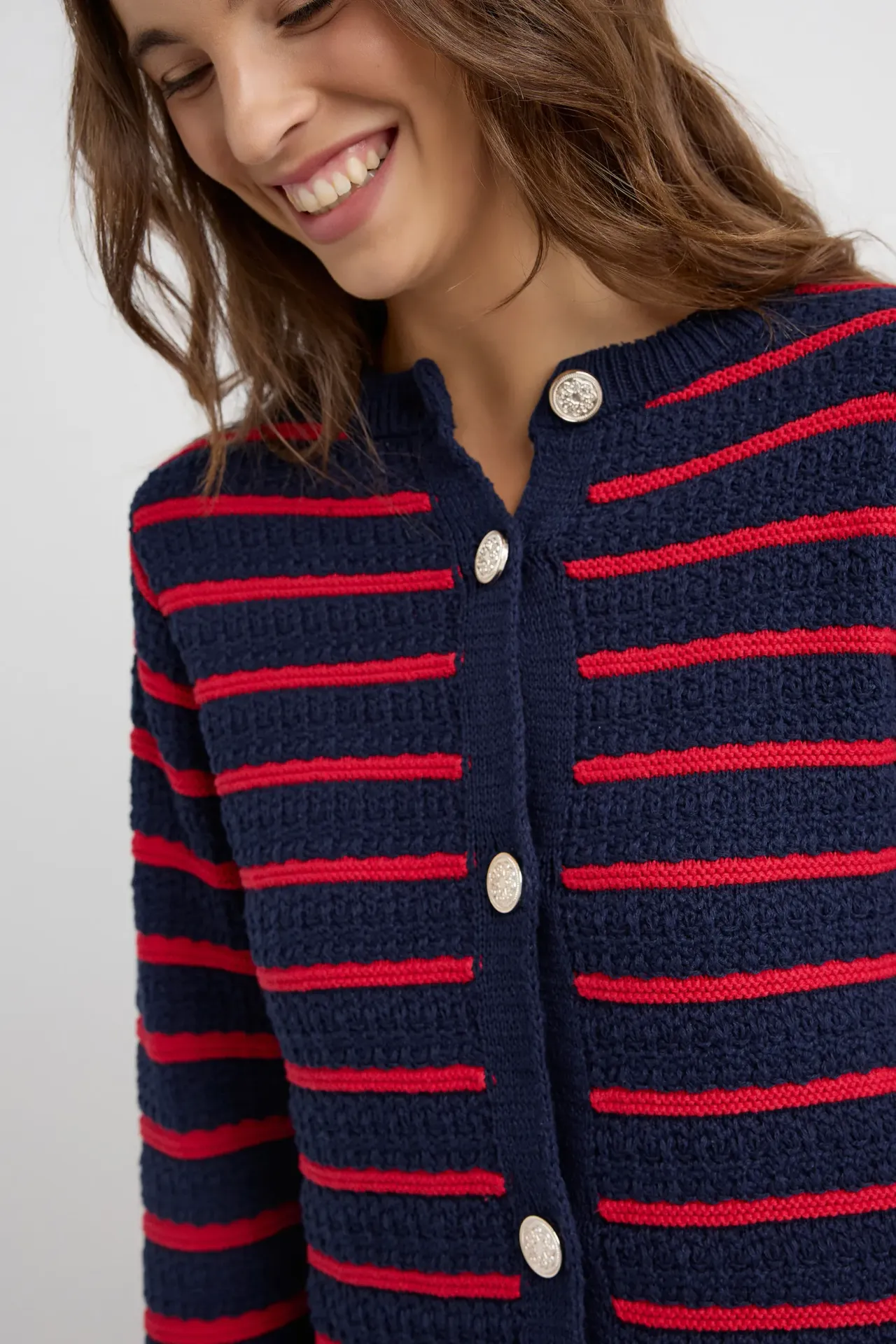 Buttoned Striped Cardigan